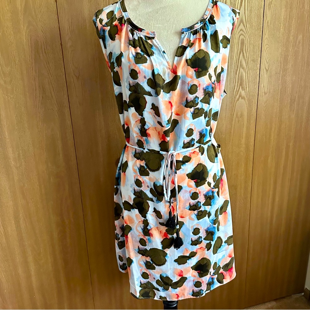 Simply Vera by Vera Wang Sleeveless Patterned Dress with Belt, EUC, XL